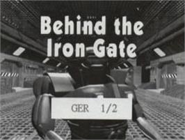 Top of cartridge artwork for Behind The Iron Gate on the Commodore Amiga.