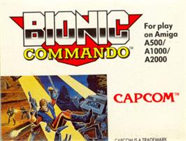 Top of cartridge artwork for Bionic Commando on the Commodore Amiga.