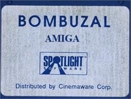 Top of cartridge artwork for Bombuzal on the Commodore Amiga.