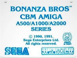 Top of cartridge artwork for Bonanza Bros. on the Commodore Amiga.
