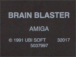 Top of cartridge artwork for Brain Blasters on the Commodore Amiga.