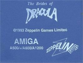 Top of cartridge artwork for Brides of Dracula on the Commodore Amiga.