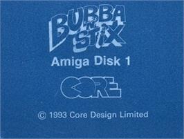 Top of cartridge artwork for Bubba 'n' Stix on the Commodore Amiga.