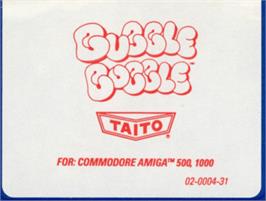 Top of cartridge artwork for Bubble Bobble on the Commodore Amiga.