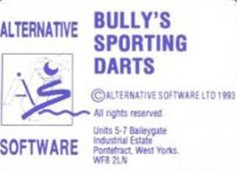 Top of cartridge artwork for Bully's Sporting Darts on the Commodore Amiga.