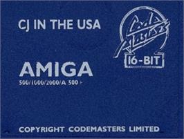 Top of cartridge artwork for CJ In the USA on the Commodore Amiga.
