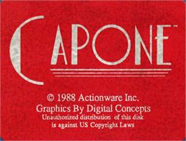Top of cartridge artwork for Capone on the Commodore Amiga.