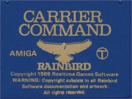 Top of cartridge artwork for Carrier Command on the Commodore Amiga.