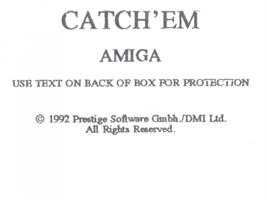 Top of cartridge artwork for Catch 'em on the Commodore Amiga.