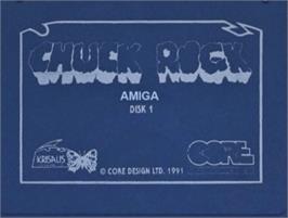 Top of cartridge artwork for Chuck Rock on the Commodore Amiga.