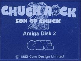 Top of cartridge artwork for Chuck Rock 2: Son of Chuck on the Commodore Amiga.