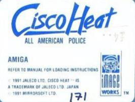 Top of cartridge artwork for Cisco Heat: All American Police Car Race on the Commodore Amiga.