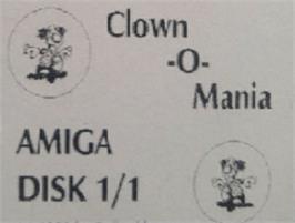 Top of cartridge artwork for Clown 'o' Mania on the Commodore Amiga.