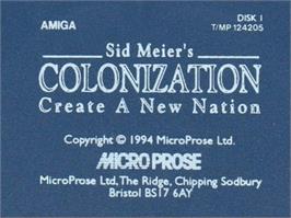 Top of cartridge artwork for Colonization on the Commodore Amiga.