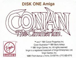 Top of cartridge artwork for Conan - The Cimmerian on the Commodore Amiga.