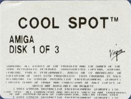 Top of cartridge artwork for Cool Spot on the Commodore Amiga.
