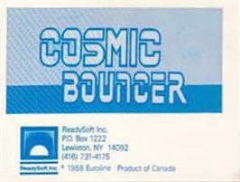 Top of cartridge artwork for Cosmic Bouncer on the Commodore Amiga.