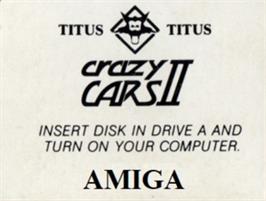 Top of cartridge artwork for Crazy Cars 2 on the Commodore Amiga.