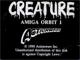 Top of cartridge artwork for Creature on the Commodore Amiga.