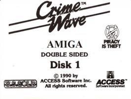 Top of cartridge artwork for Crime Wave on the Commodore Amiga.