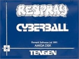 Top of cartridge artwork for Cyberball on the Commodore Amiga.