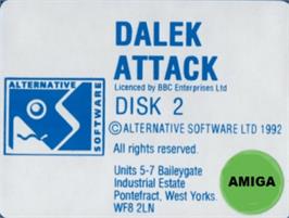 Top of cartridge artwork for Dalek Attack on the Commodore Amiga.