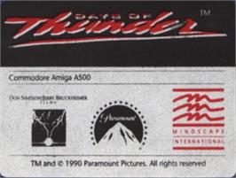 Top of cartridge artwork for Days of Thunder on the Commodore Amiga.