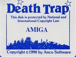 Top of cartridge artwork for Death Trap on the Commodore Amiga.