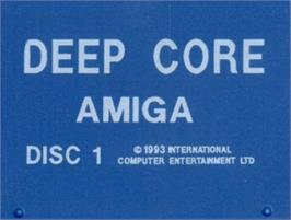 Top of cartridge artwork for Deep Core on the Commodore Amiga.