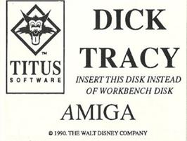 Top of cartridge artwork for Dick Tracy on the Commodore Amiga.