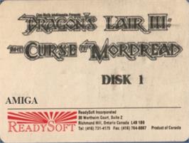 Top of cartridge artwork for Dragon's Lair 3: The Curse of Mordread on the Commodore Amiga.