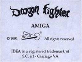 Top of cartridge artwork for Dragon Fighter on the Commodore Amiga.