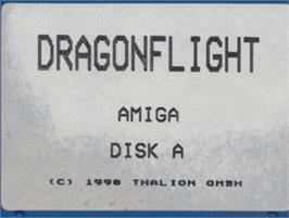 Top of cartridge artwork for Dragonflight on the Commodore Amiga.