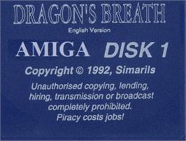 Top of cartridge artwork for Dragons Breath on the Commodore Amiga.