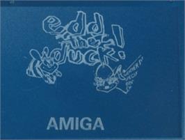 Top of cartridge artwork for Edd The Duck! on the Commodore Amiga.