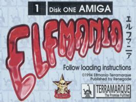 Top of cartridge artwork for Elfmania on the Commodore Amiga.