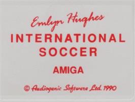 Top of cartridge artwork for Emlyn Hughes International Soccer on the Commodore Amiga.