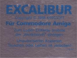 Top of cartridge artwork for Excalibur on the Commodore Amiga.