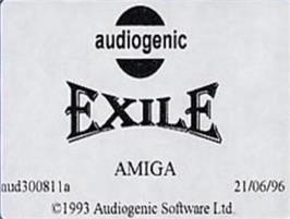 Top of cartridge artwork for Exile on the Commodore Amiga.