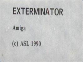 Top of cartridge artwork for Exterminator on the Commodore Amiga.