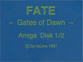 Top of cartridge artwork for Fate - Gates Of Dawn on the Commodore Amiga.