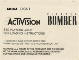 Top of cartridge artwork for Fighter Bomber on the Commodore Amiga.