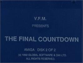 Top of cartridge artwork for Final Countdown on the Commodore Amiga.