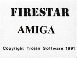 Top of cartridge artwork for Firestar on the Commodore Amiga.