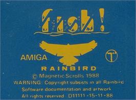 Top of cartridge artwork for Fish! on the Commodore Amiga.