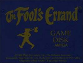 Top of cartridge artwork for Fool's Errand on the Commodore Amiga.
