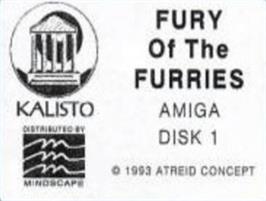 Top of cartridge artwork for Fury Of The Furries on the Commodore Amiga.