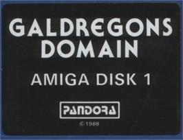 Top of cartridge artwork for Galdregon's Domain on the Commodore Amiga.