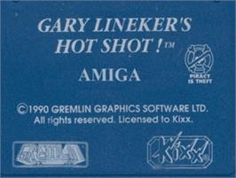 Top of cartridge artwork for Gary Lineker's Hot-shot! on the Commodore Amiga.