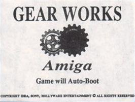 Top of cartridge artwork for Gear Works on the Commodore Amiga.